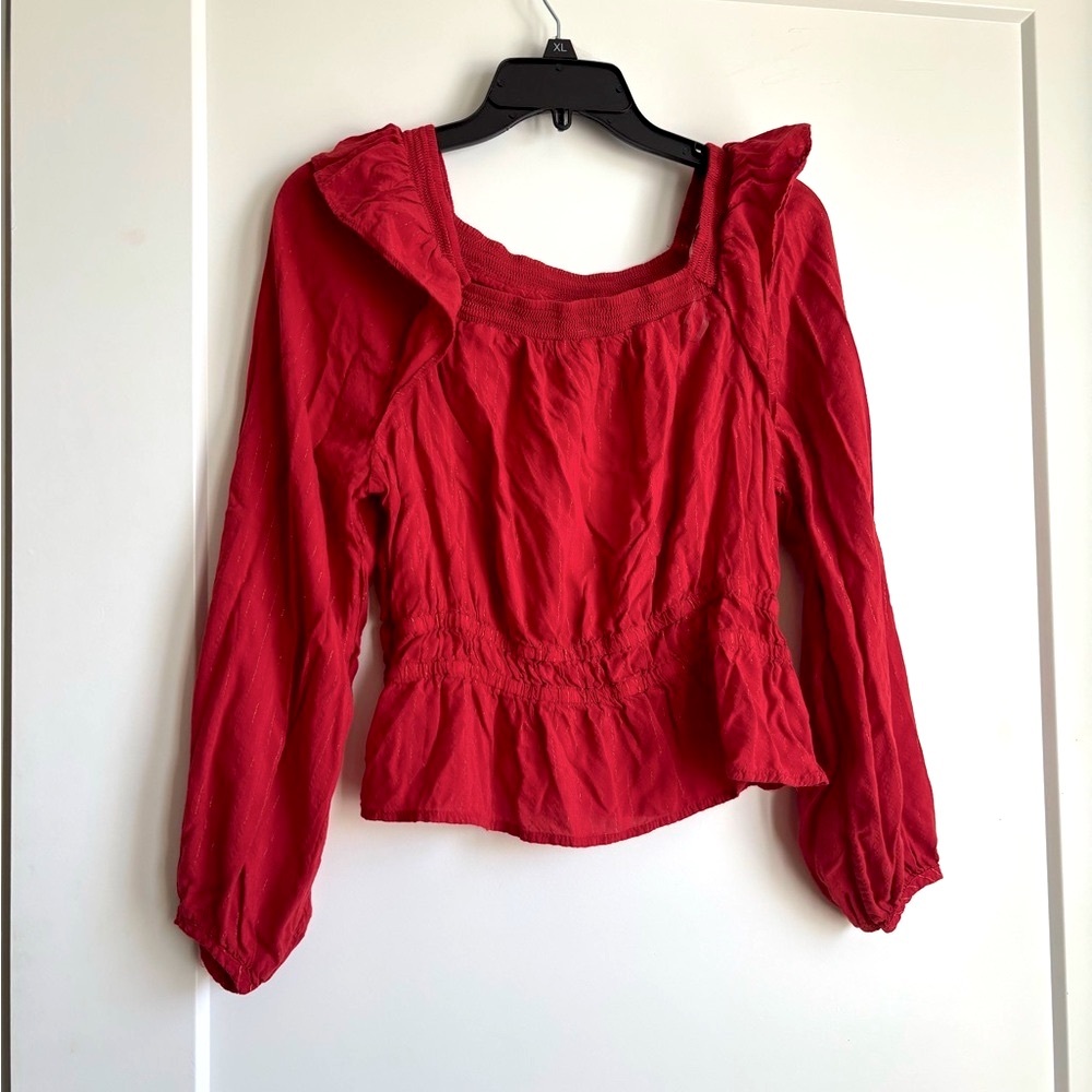 Universal Thread red and gold ruffle top size medium